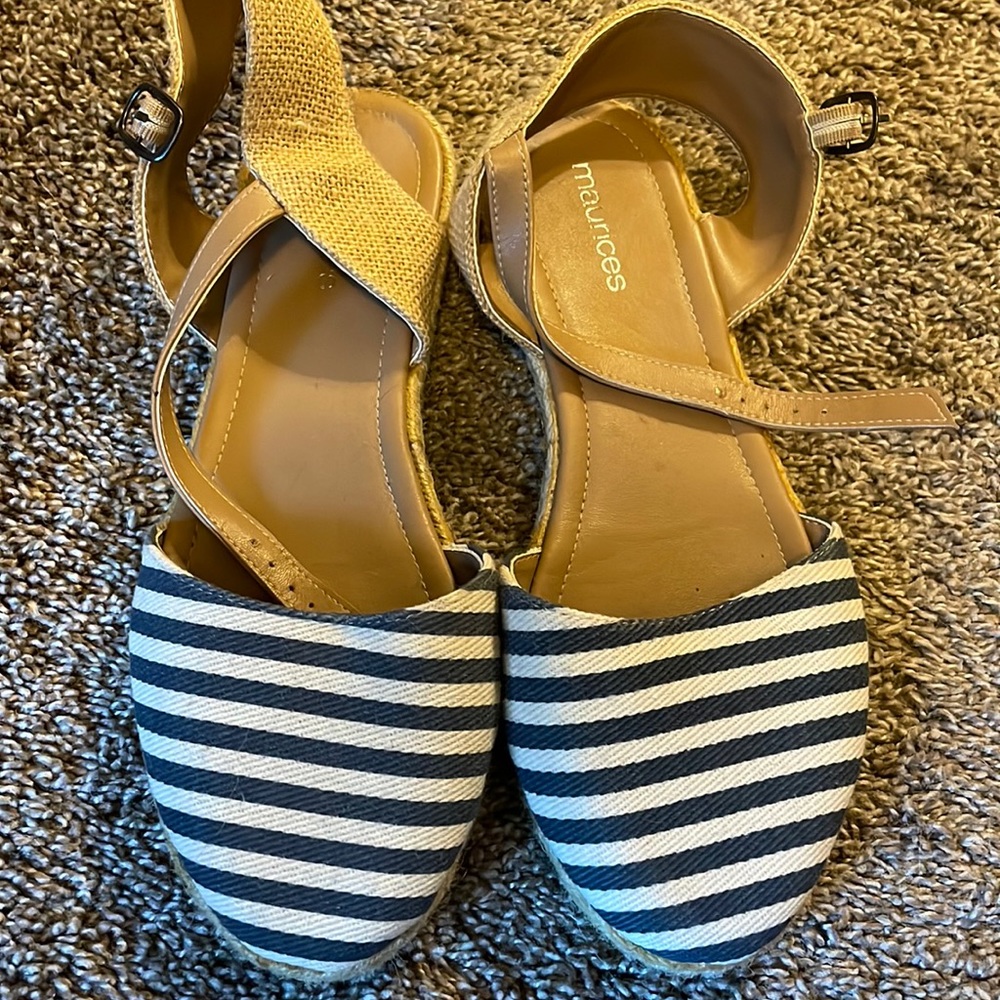 Navy and white stripe sandals